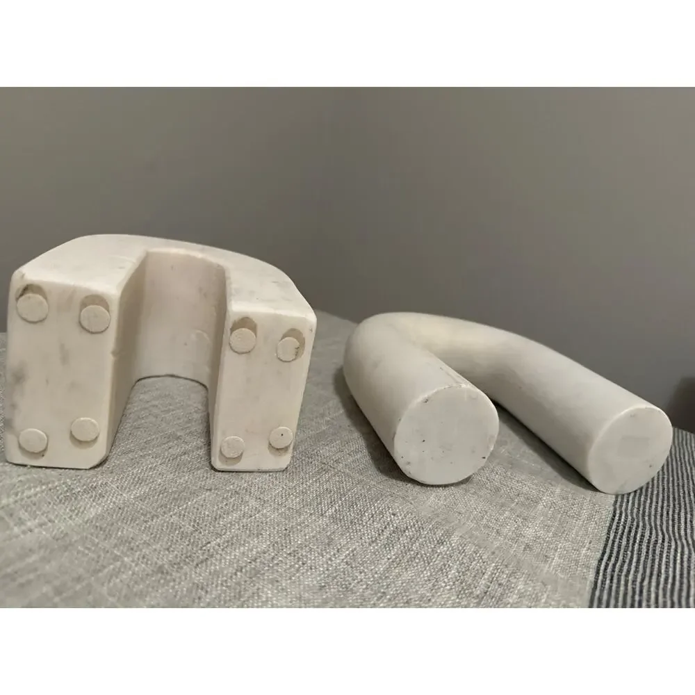 🏛️ Set of 2 Heavy Marble Stone Arch Sculptures – Modern Minimalist Decor